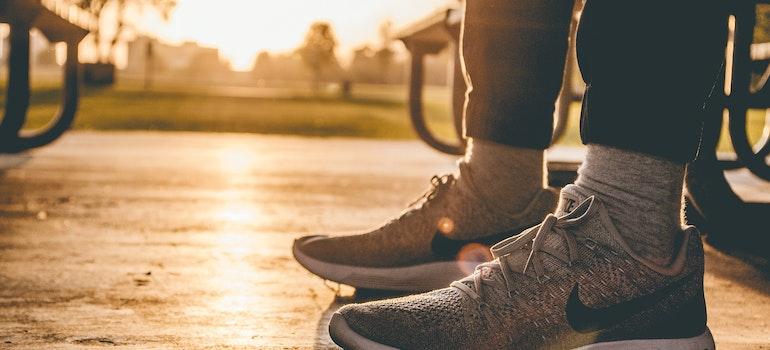 a person at the park ready to run