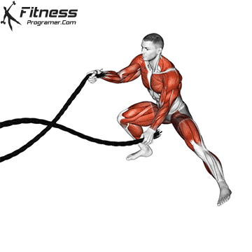 Battle Ropes Alternating Lateral Lunge Waves