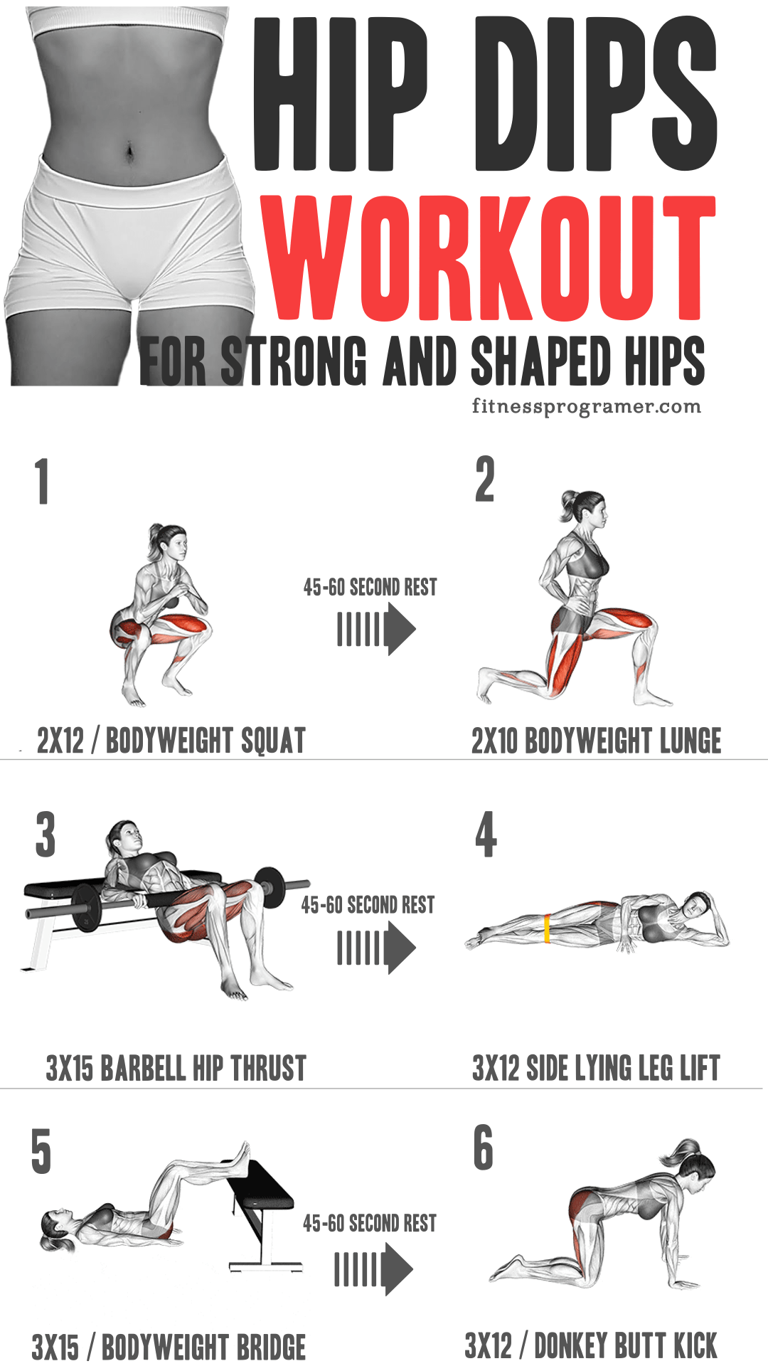 How to Fill Out Your Hip Dips  Exercises for Wider Hips & Side Booty -  Free Moderate Workout - Skimble