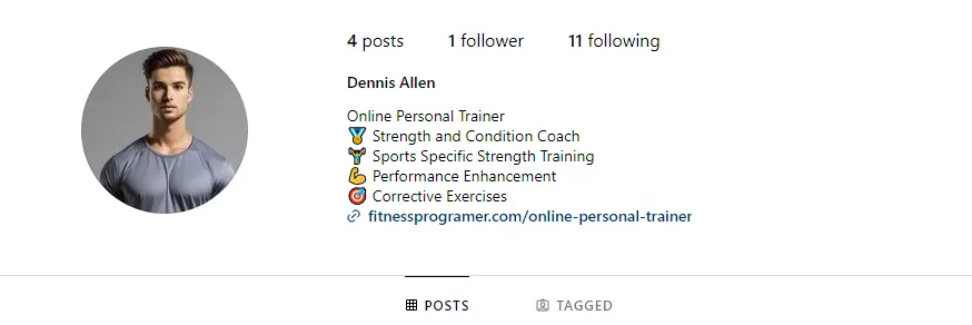 online personal trainer instagram profile