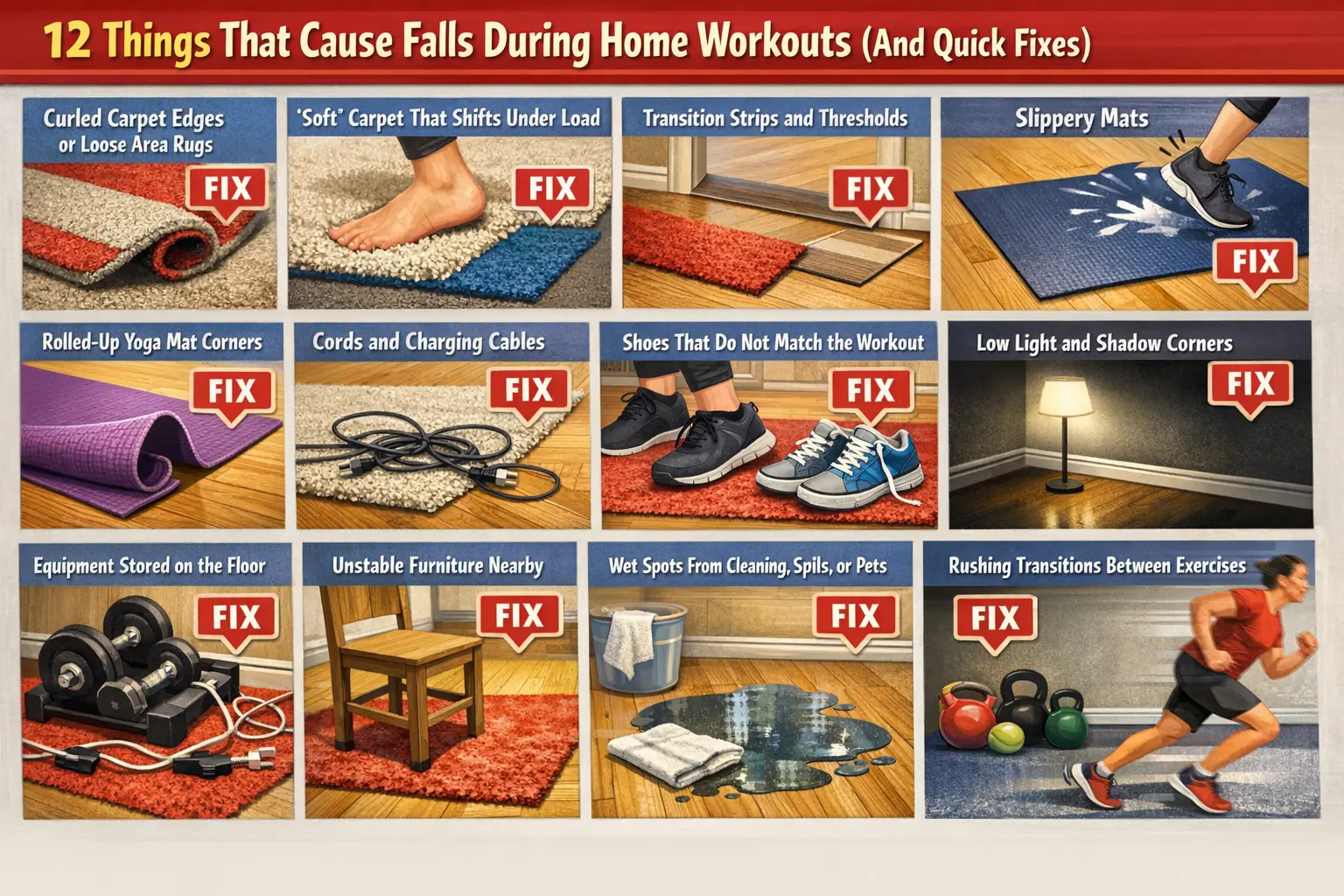 12 Things That Cause Falls During Home Workouts (And Quick Fixes)